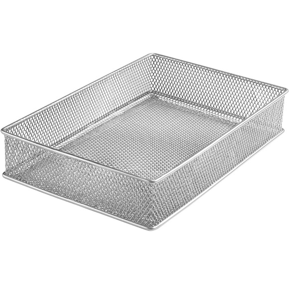 NWOT YBM  Home Silver Mesh Organizer Bin School Supplies Office Desktop 6x9x2 - Picture 1 of 8